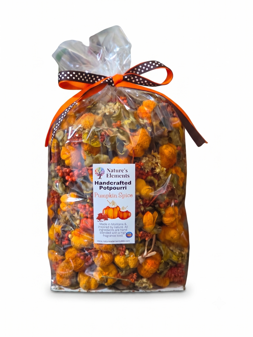 Pumpkin Spice Handcrafted Potpourri –  Fall Botanical Dough Bowl Filler, Autumn Home Decor Fragrance Bag with Warm Spices