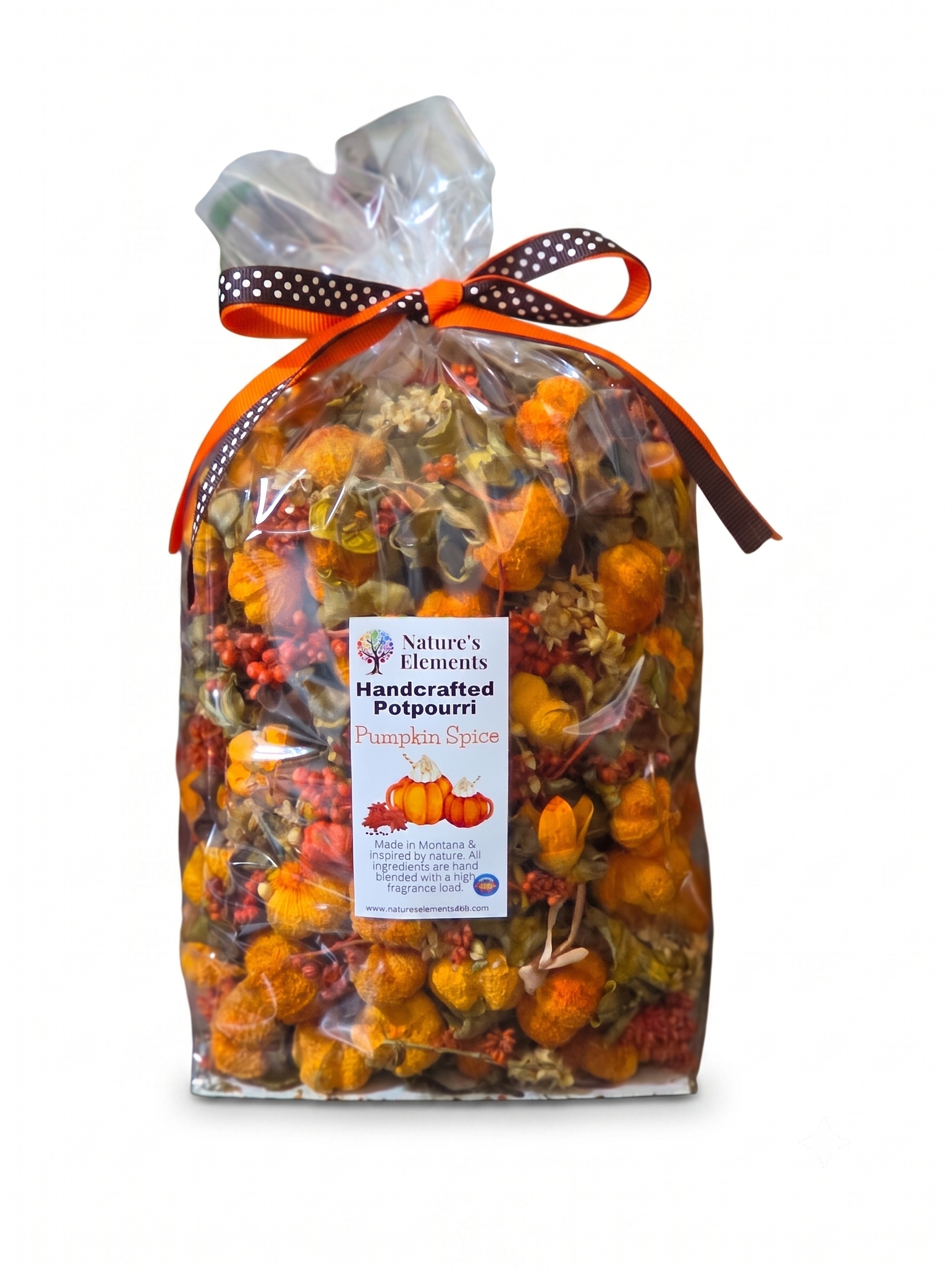 Pumpkin Spice Handcrafted Potpourri –  Fall Botanical Dough Bowl Filler, Autumn Home Decor Fragrance Bag with Warm Spices